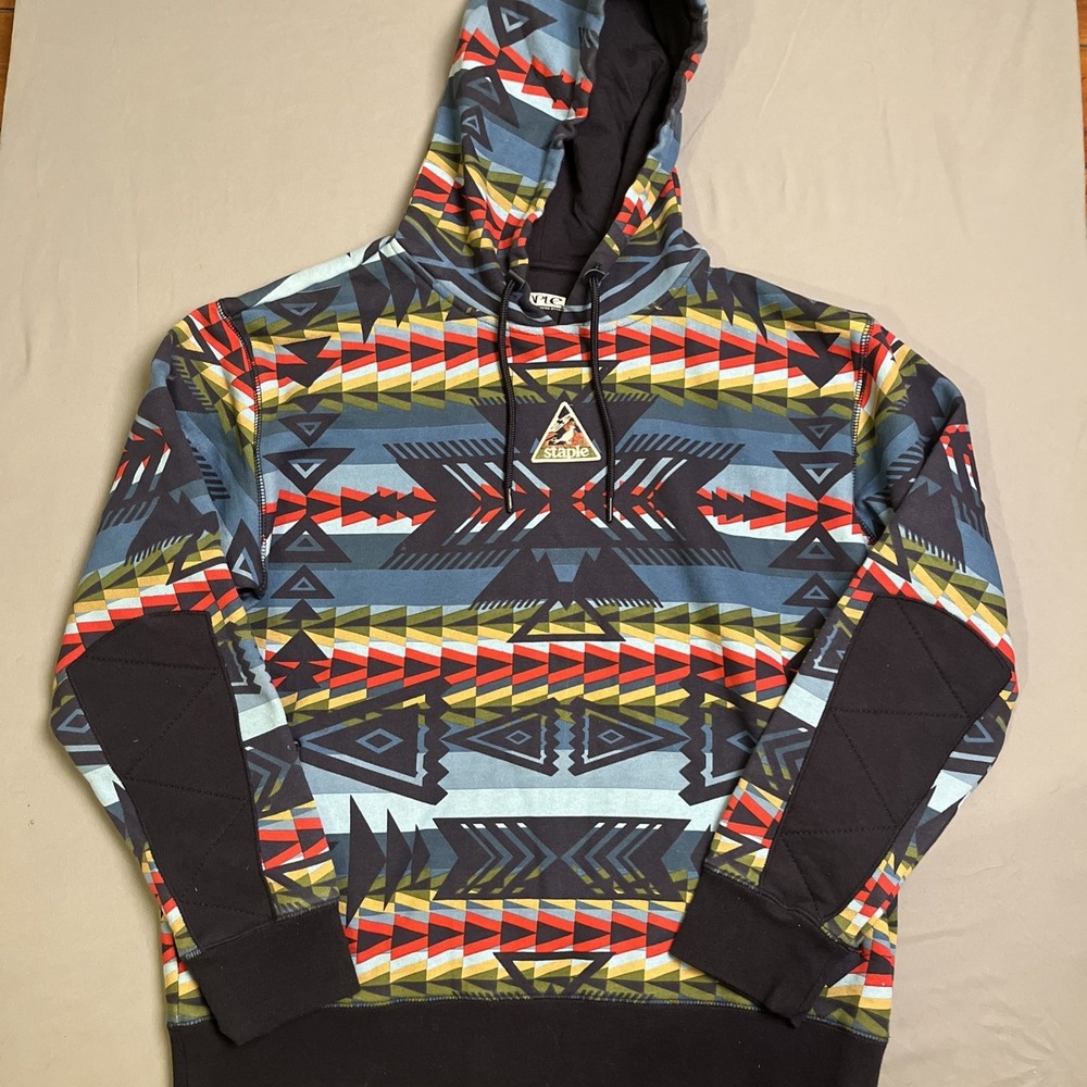 Staple Aztec Print Pidgeon Hoodie Size Large Multicolor EUC